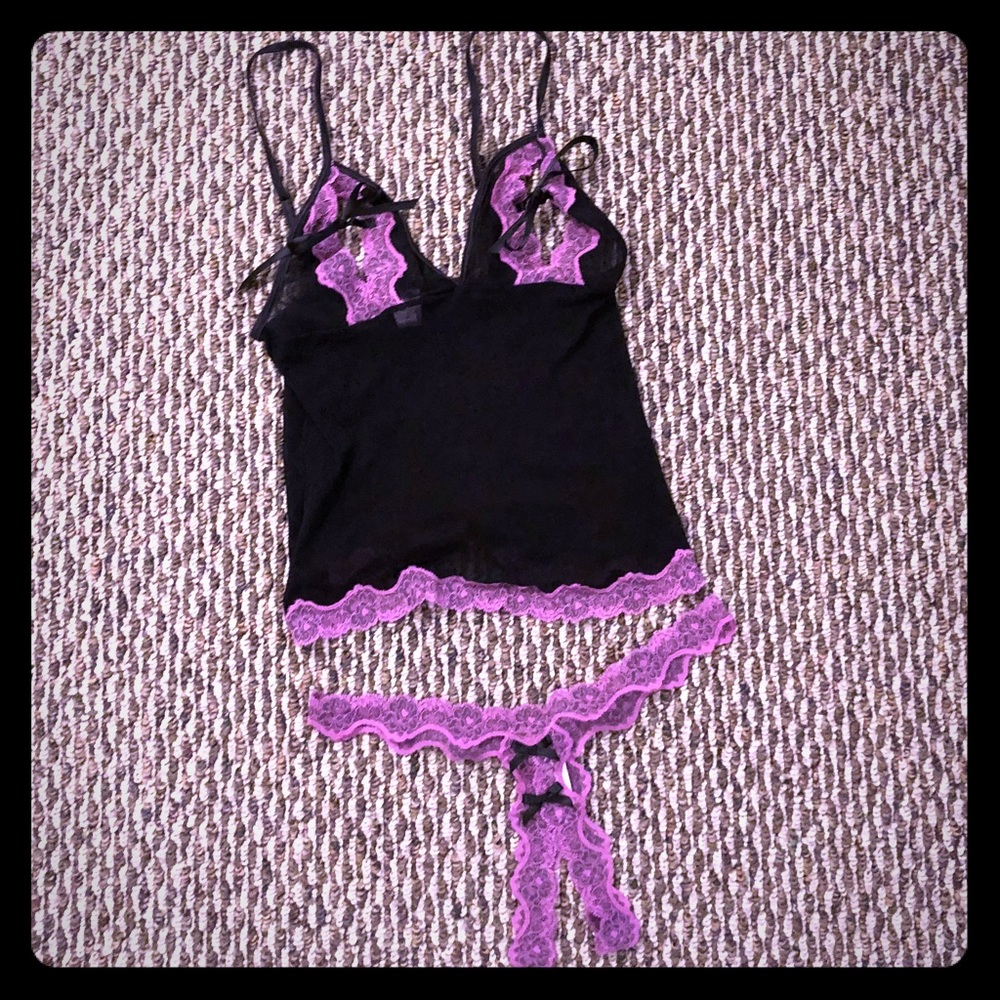 VS Cami with ribbon ties over breasts & open panty